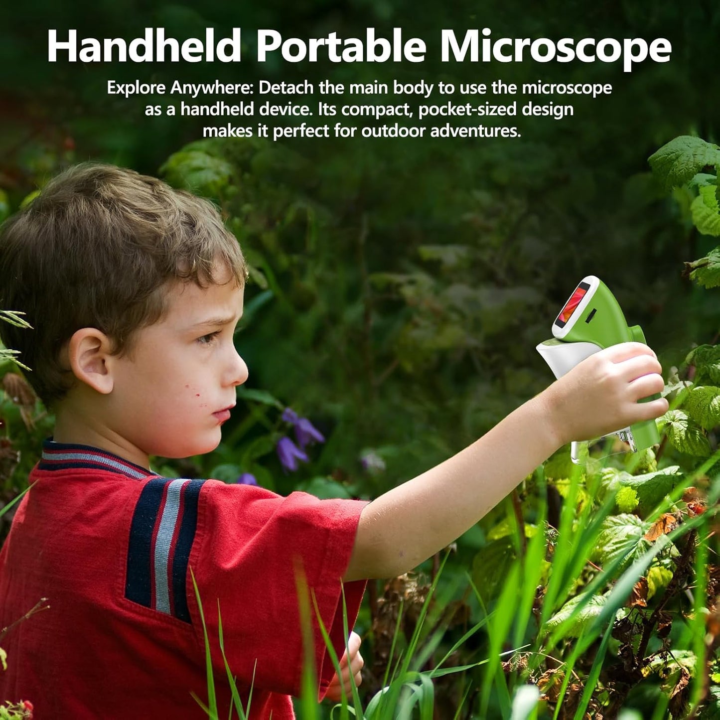 Detachable Kids Handheld Microscope Miniscope - 4K 2.0" HD Screen, 1000X Digital Pocket Toy Microscopes for Boys & Girls Ages 4-12 - Portable Science Stem Kit with Slides Set, 32G Card & EVA Case