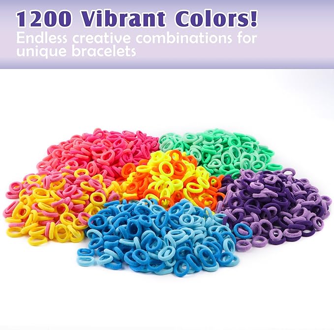 DPAPDI Bracelet Making Kit Toys for Kids, Girls Crafts for Ages 6-12, Mermaid Weaving Loom Bracelets Kits with 1200+ Colorful Fabric Loops, Birthday Gift for DIY Beginners