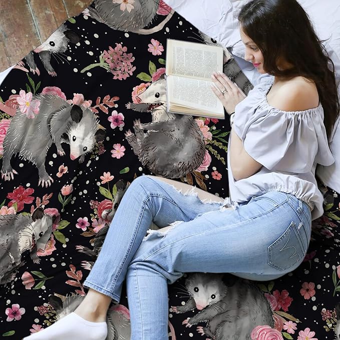 Possum Blanket Gifts for Women, Opossum Gifts for Lover, Possum Ornament, Opossum Plush, Thanksgiving Birthday for Girl, 50" X 60"