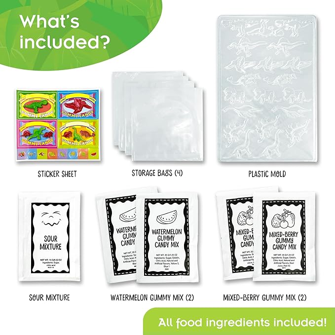 Thames & Kosmos Dinosaur Gummy Candy Lab, Tasty Labs STEM Experiment Kit, Make Your Own Dinosaur-Shaped Gummies, Explore Chemistry in Cooking, Safe to Eat, Ages 6+, Made in USA