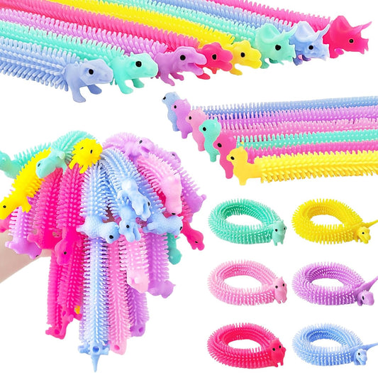 40 PCS Stretchy Fidget Toy,Dinosaur Sensory Toys Bulk Stretch Worm Toys,Colorful Stretchy Strings Fidget Toy for Kids and Adults Stress Relief,Goodie Bag Fillers,Party Favor
