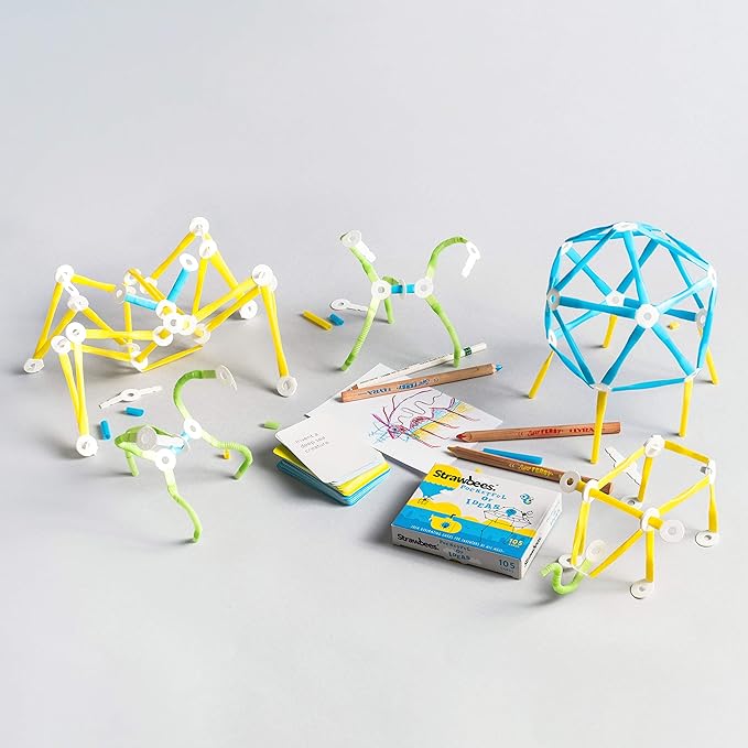 Strawbees Imagination Kit STEM Building Set, 400 Pieces and 105 Challenge Cards