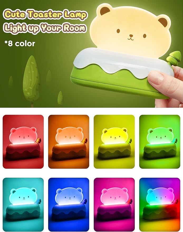 LOHAS Cute Night Light for Kids, Kawaii Bear Lamp, USB Rechargeable, Color Changing RGB, Decor for Bedroom, Nursery, Livingroom