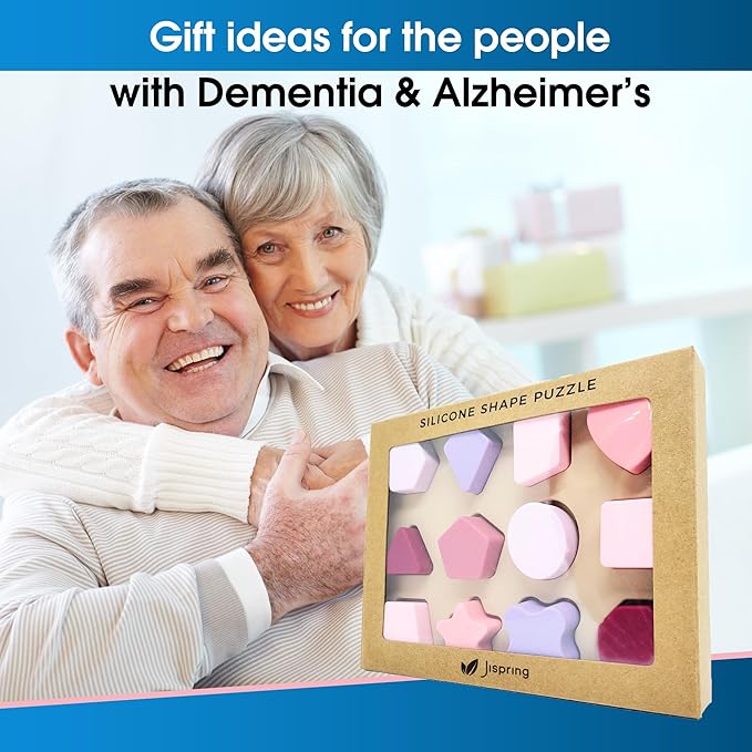 Jispring [100% Silicone] Shape Puzzles for Dementia, Products for Elderly, Cognitive Matching Games, Fidget Sensory Toys for Alzheimers, Dementia Activities for Seniors, Anxiety Relief Tiles