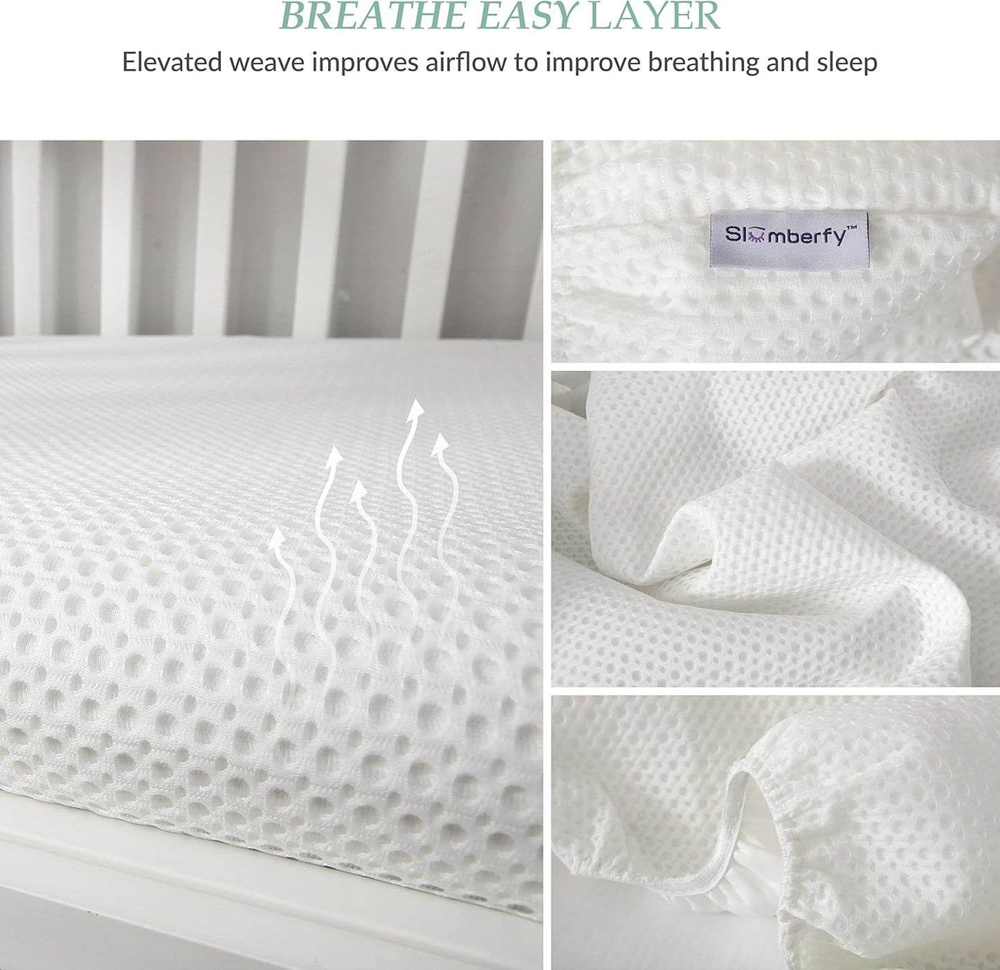 Breathable Mini Crib Waterproof Mattress Protector Pad- Hypoallergenic - Noiseless - Washable- Breath Easy, Babies and Toddlers, Lab Tested - Mini Crib Size 24"X38" by Slumberfy