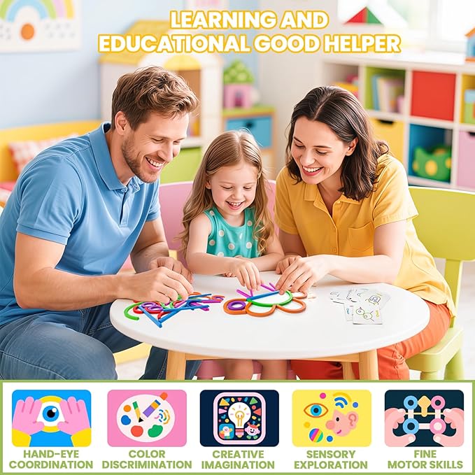 Sticks and Rings Builder, Stem Kids Toys for Preschool Kindergarten, Creative Learning Building Educational Resources, Fun Construction Puzzle Sticks Building Toys for Boys and Girls Ages 3-8, Gift