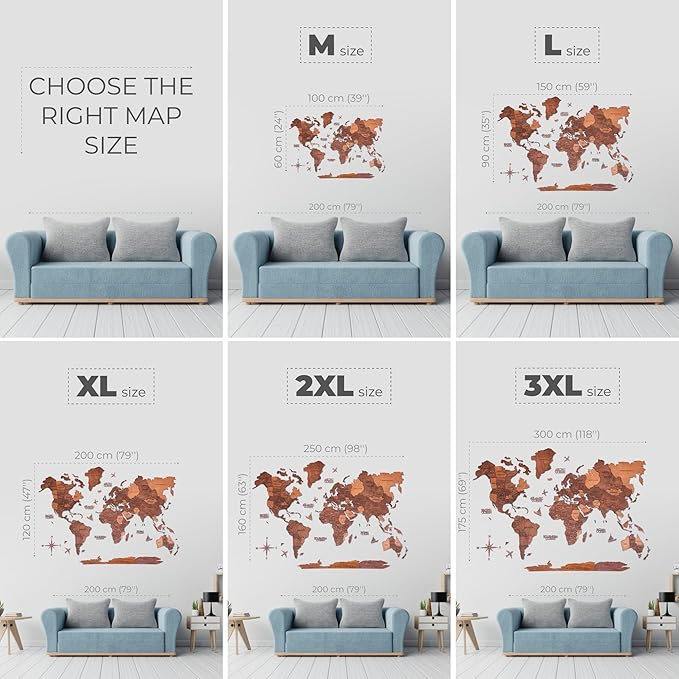 Enjoy The Wood 3D Wood World Map LED 3.0 Wall Art Modern Home Decor Gifts LED Lighting Wall Decor Housewarming Gift (Oak)