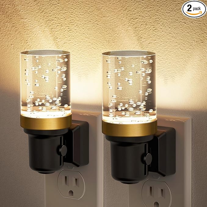 JandCase Night Light, Dimmable Night Lights Plug into Wall, Auto On/Off Light Sensor Nightlight, 3000K Warm White 0-100LM Brightness LED Nightlight, Bathroom Night Light Hallway Bedroom Decoration
