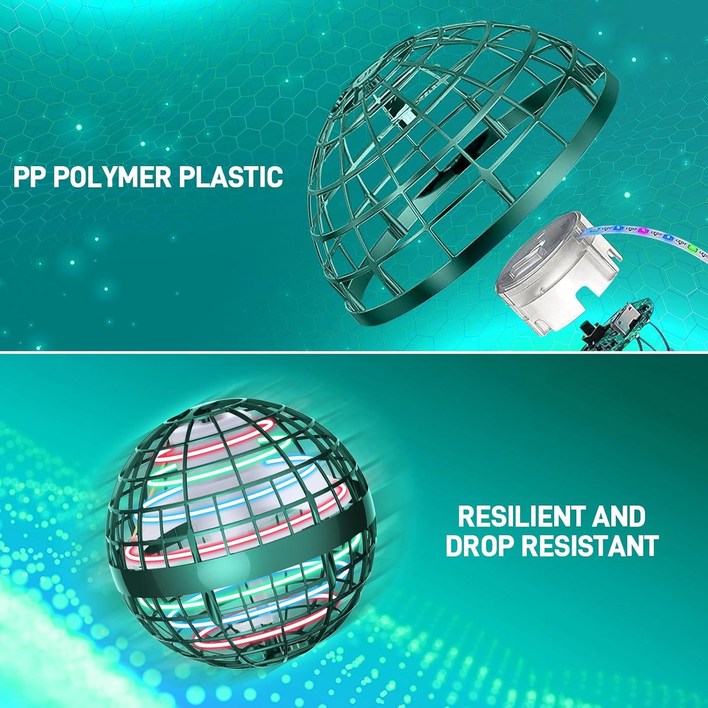 Flying Orb Ball 2024 Upgraded - Hover Orb Magic Ball Toy Lighted Flying Spinner Mini Drone Cosmic Globe for Kids Adults Flying Ball Orbit Ball for Family Gatherings Christmas Birthday Gift (Green)