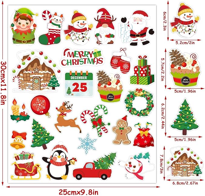 MARFOREVER 50Pcs Christmas Window Gel Clings Stickers Removable Reusable Xmas Snowflake Winter Window Clings Decals Stickers for Kids Classroom Home Christmas Holiday Party Supplies Decorations