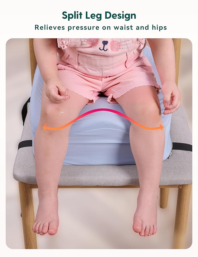 Babelio Ergo-Designed Booster Seat for Kitchen Chair, Promote Proper Upright Posture, Toddler Booster Seat for Dining Table, Removable & Washable Cover, Suitable for 18 Months to 5 Years, Blue