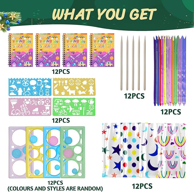 12 Pack Scratch Art Paper Rainbow Sets Scratch Off Art Notebook Crafts Easter Gifts Party Games Easter Christmas M