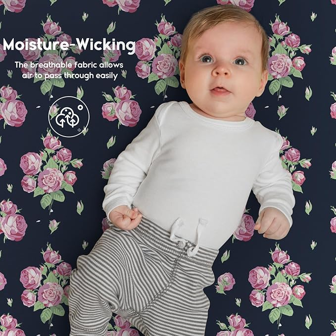 Yoofoss Baby Crib Sheets for Boys Girls, Fitted Crib Sheet 2 Pack for Standard Crib and Toddler Mattress, Super Soft Microfiber Baby Sheet 28x52x8in(Pink+Cherry)