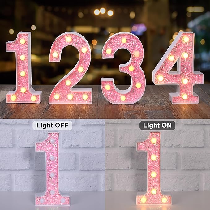 Foaky Pink Light up Letters，Pink Party Decorations,Girls Room Decor,Glitter Marquee Numbers,Alphabet Letter Sign for Night Light Birthday Party Girls Gifts, Home Bar Decoration (2)