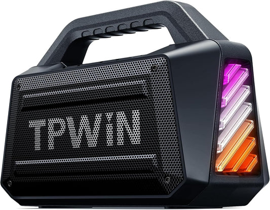 Bluetooth Speaker - 80W Loud, Rugged Outdoor Speakers, IPX6 Waterproof, 20H Playtime, Deep Bass, Lightshow, TWS, BT 5.3 Wireless, Portable for Travel Hiking Camping Beach Pool - Black