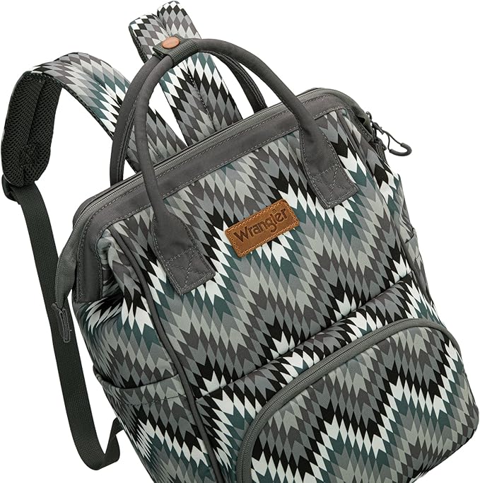 Montana West Wrangler Aztec Callie Diaper Bag Backpack with Stroller Straps Multifunction Baby Travel Bag WG2211-9110BK