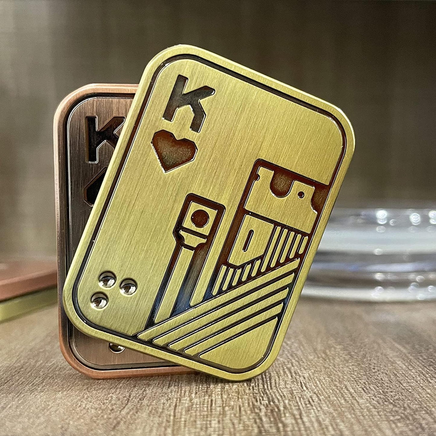 Luminous Noctilucent Upgrade Fidget Slider, Metal Fidget Toys Poker Push Card Stress Relief Toy, EDC Toy Fidget Toy Haptic Coin, Office Desk Toys Gifts for Boyfriend and Father