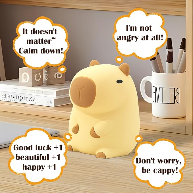 Capybara Night Light, Mothers Day Gifts, Cute Squishy Nursery Animal Silicone Night Lamp with Rechargeable & Timer & Dimmer, Capybaras Gifts for Mother, Father, Women, Girls, Boys