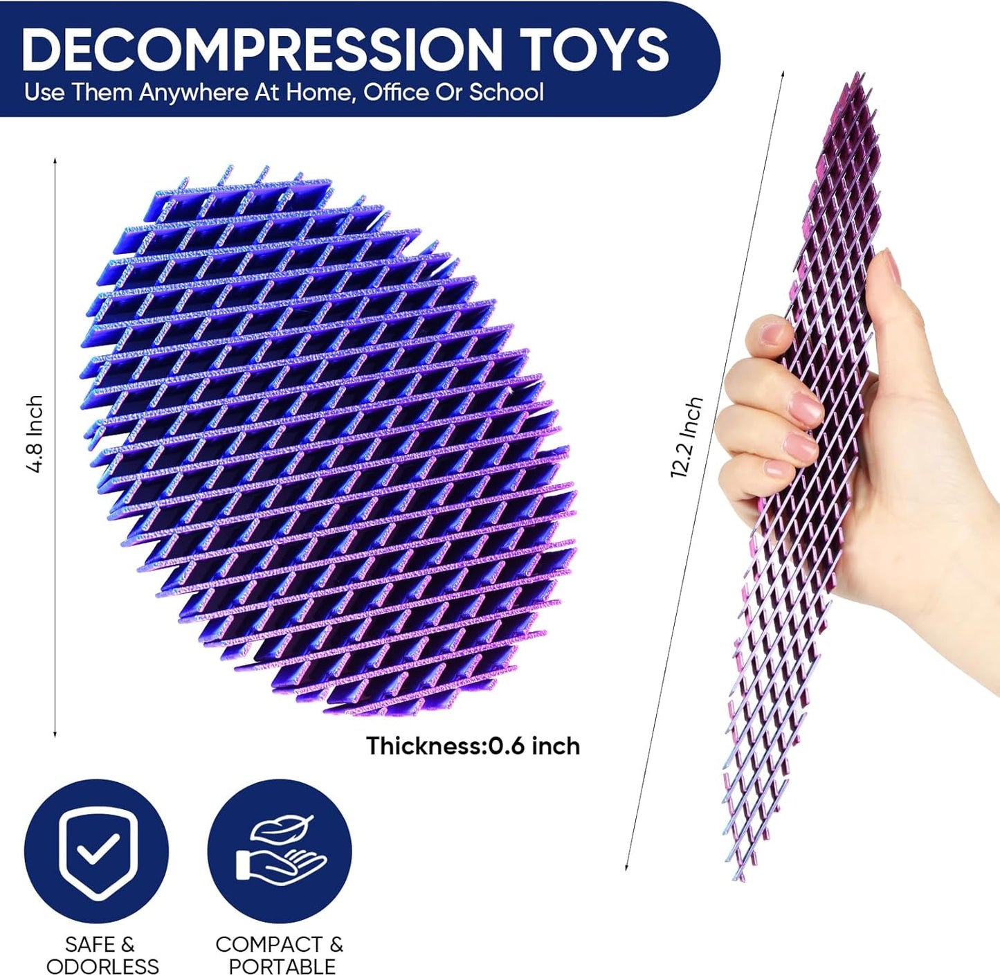 Fidget Worm Toy, Real 3D Printed Toys, Funny Pocket Worm Fidget Toy for Adults & Kids, Silent Resistance Stress Relief Toy Desk Fidgets for Adults Kids (Red Blue Gradient)