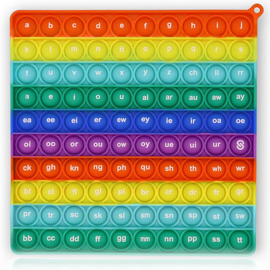 Both Side Word Pop Fidget Game, CVC Word, Alphabet, Letter, ABC, Phonics Pop it Board, Square Popper, Montessori Educational for Kindergarten Classroom Kids 1 2 3 Year Old