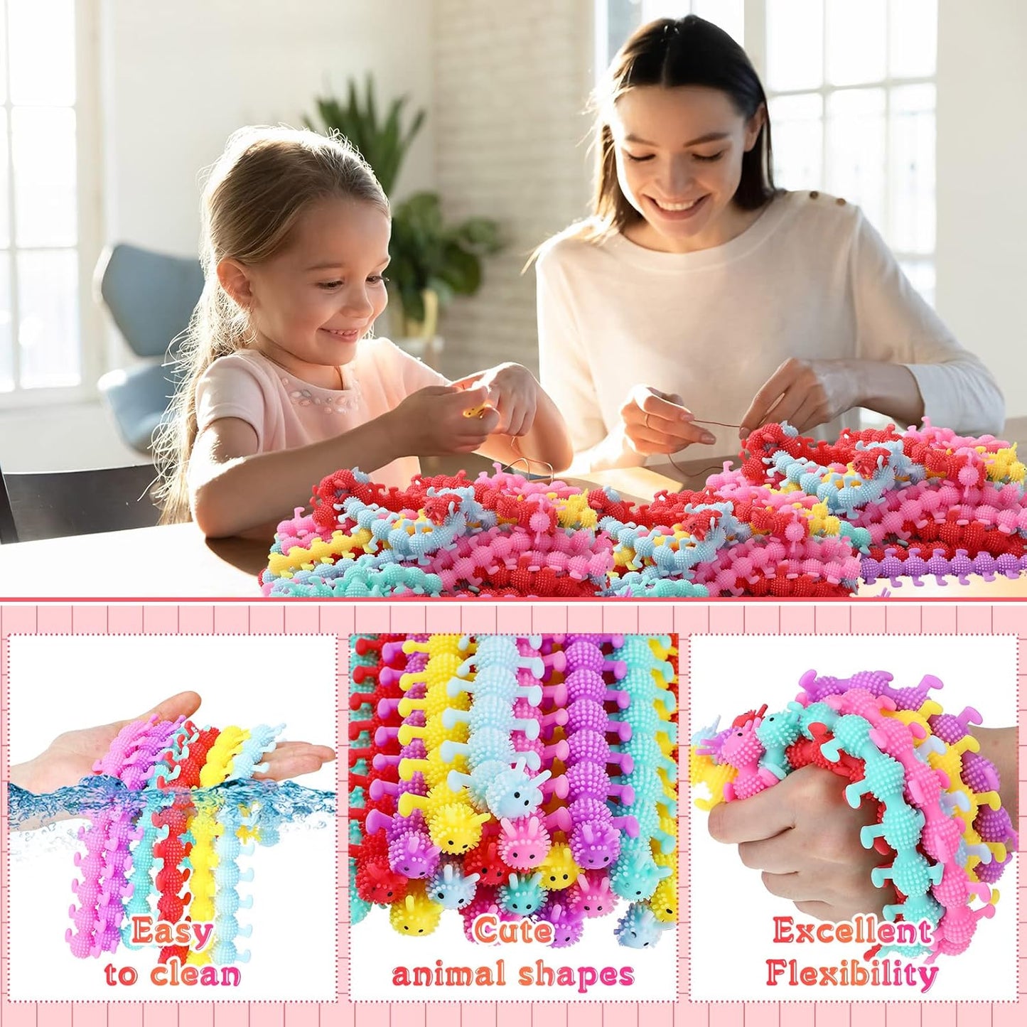 Chivao Bulk Stretchy String Fidget Toys Animal Sensory Toys Pack Worm Sensory Stress Fidget Toys for Adults Stress Anxiety Relieve Relaxing Party Favors(100 Pack, Worm Style)