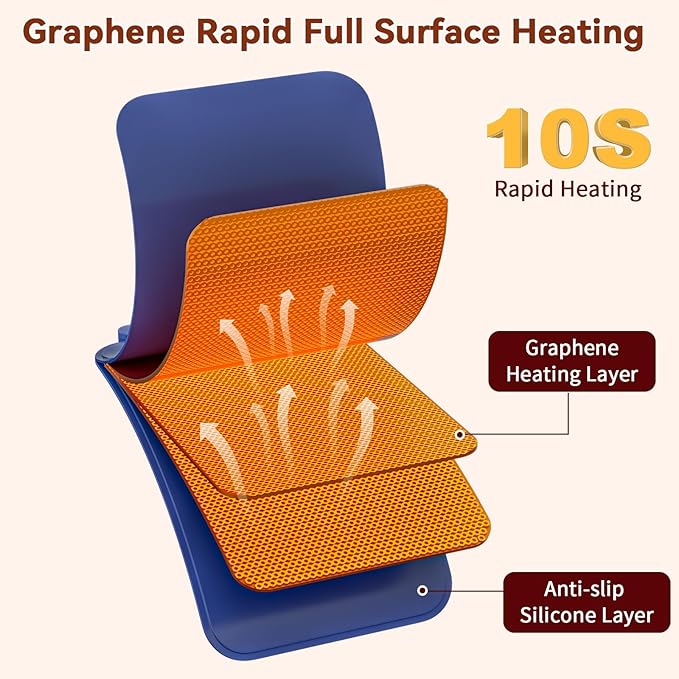 Upgrade Graphene Food Warming Mat - Full Surface Rapid Heating Electric Warming Tray for Countertop, Waterproof Food Warmers for Parties Buffet with 6 Temp Modes, Gifts for Mom (Blue)