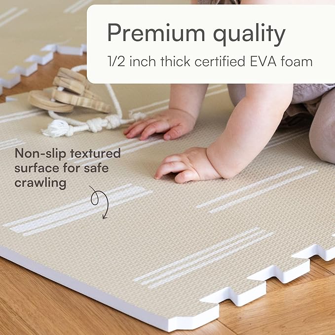 Lillefolk Foam Baby Play Mat – Interlocking Tiles for Kids | Non-Toxic Crawling Mat for Tummy Time, Toddlers & Infants – 6x6ft 9 Tiles