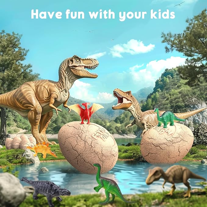 Dinosaur Eggs Dig Kit - Dinosaur Toys for Kids - Break Open 12 Easter Dino Eggs with 12 Surprise Dinosaurs Inside - Science STEM Birthday Class Activity Party Gifts for Boys Girls