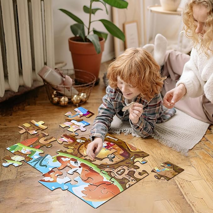 Jumbo Floor Puzzle for Kids,Large Jigsaw Puzzles 24 Piece for Kids Ages 3-5 (Fox Secret)