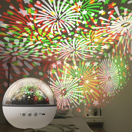 Colorful Life Star Projector Night Light for Kids with Music Box, 5 Films, Rotating Galaxy Light, USB Powered Baby Nursery Lamp for Bedroom (Blue, Green, White, USB-Rechargeable Eight Tone Model)
