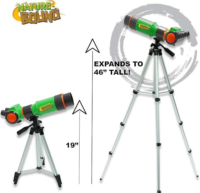Nature Bound Telescope for Kids and Beginners, 16X Magnification and 15mm Lens for Indoor and Outdoor Use - Adjustable Tripod Included - for Kids Ages 6+, Green (NB538)