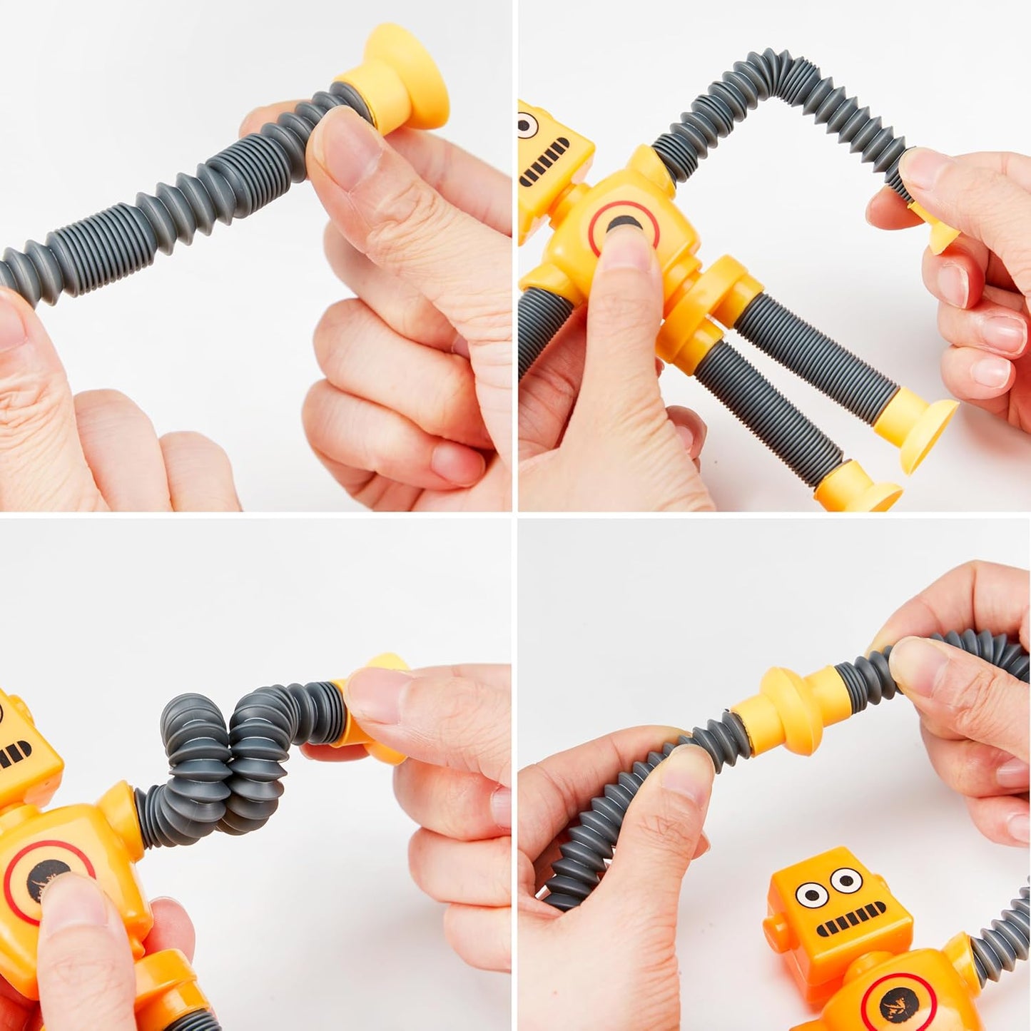 JOYIN Pop Tubes Robot Toys for Kids, 4 Pcs Sensory Toys for Year Old Ages 3 4 5 6 7 8 9 10 Fidget Toys Birthday Gift for Toddler Boys Girls Adults Travel Toys Stocking Stuffers Party Favors