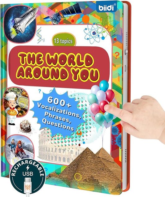 Interactive Sound Book for Kids Children,English Words Talking Book Activity for Toddler Age 3-5,Educational Learning Travel Toys for Boys Girls Birthday Gift 3 4 5 6 Year Old,Sensory Autism Toy