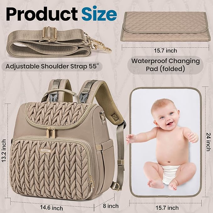 4 in 1 Convertible Diaper Bag Backpack,Waterproof Baby Diaper Bag with Changing Pad,Converts into Baby Tote Bag,Diaper Backpack,Stroller Bag and Crossbody Diaper Bag