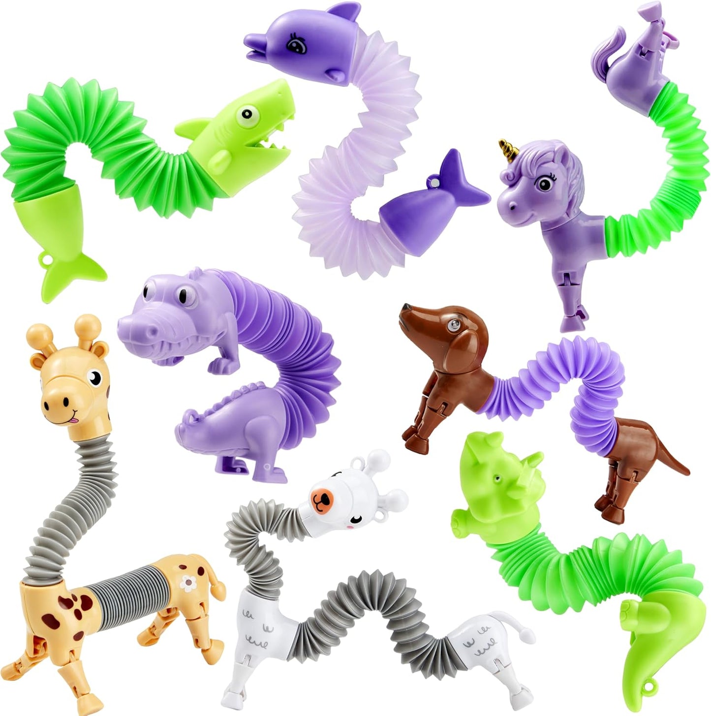 JOYIN Animal Pop Tubes Fidget Toys, 8 Pack Sensory Toys for Toddlers 2-3 Party Favors for Kids 4-8 8-12 Birthday Gifts Party, Classroom, School Reward,Goodie Bags Stuffers for Kids