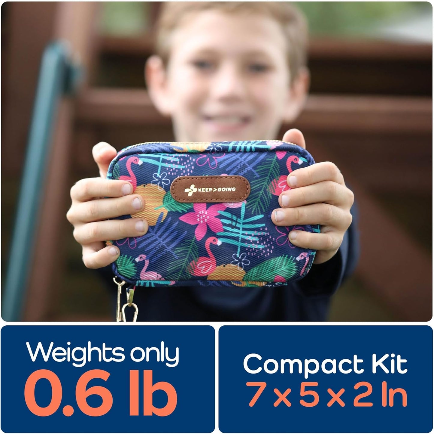 KeepGoing Travel First Aid Kit for Kids – 130 Pc. for Car, Home, Purse, Diaper Bag & Backpack with Latex-Free Bandages - Mini First Aid Kit Travel Size TSA-Approved