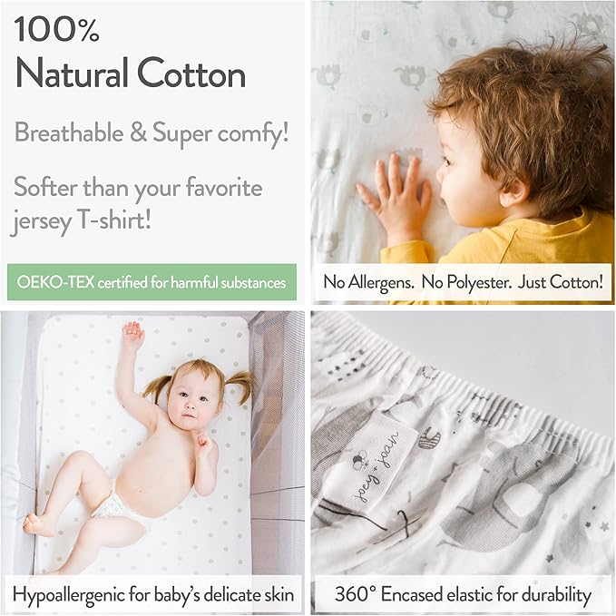 Bassinet Fitted Sheet for Baby Beside Dreamer Bedside Sleeper and Chicco Next2Me – Fits Perfectly on 20 x 33 Mattress – Snuggly Soft Jersey Cotton – Light Grey