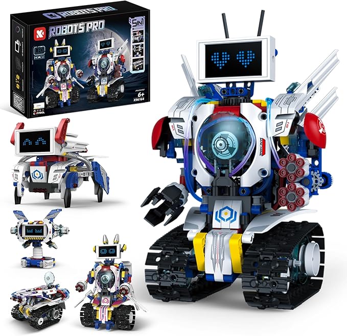 Building 5 in 1 Robot Toys for 8-12 Year Old Boys Girls, Remote & APP DIY Educational Toy Science Kits for Kids, Technic Coding Robotic Toys, Birthday Gift for 8 9 10 11 12 Years Kids (603pcs)