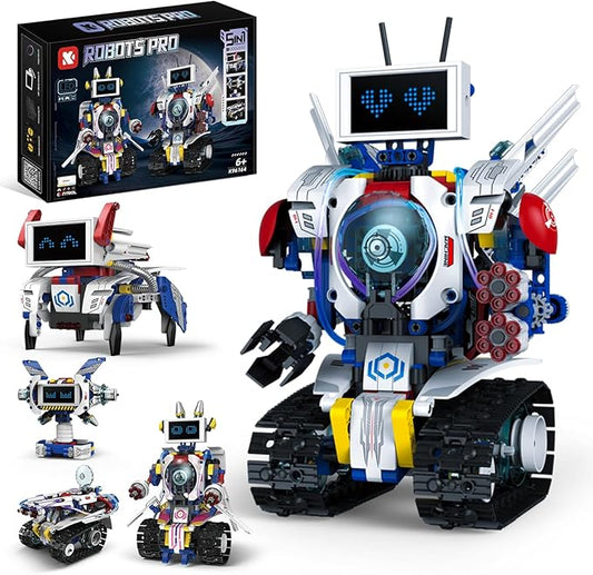Building 5 in 1 Robot Toys for 8-12 Year Old Boys Girls, Remote & APP DIY Educational Toy Science Kits for Kids, Technic Coding Robotic Toys, Birthday Gift for 8 9 10 11 12 Years Kids (603pcs)