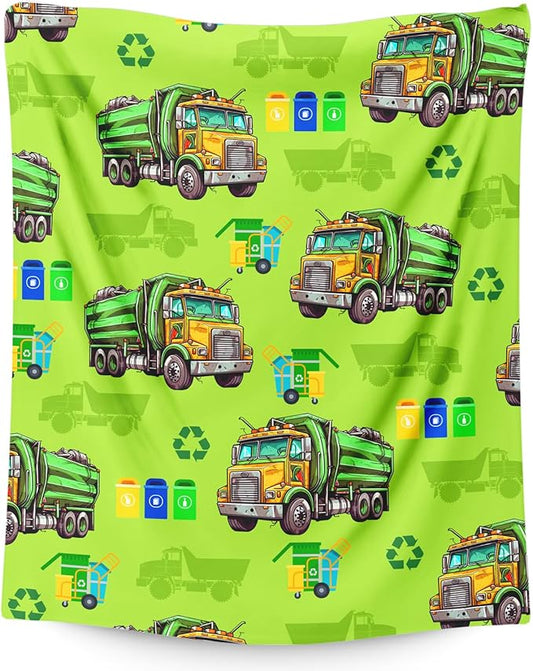 Blanket for Kids Adults Boys Garbage Truck Blanket Gift for Son Birthday - 40x50 Inches Cozy Soft All Season Throw Blankets for Sofa Couch Bed Office