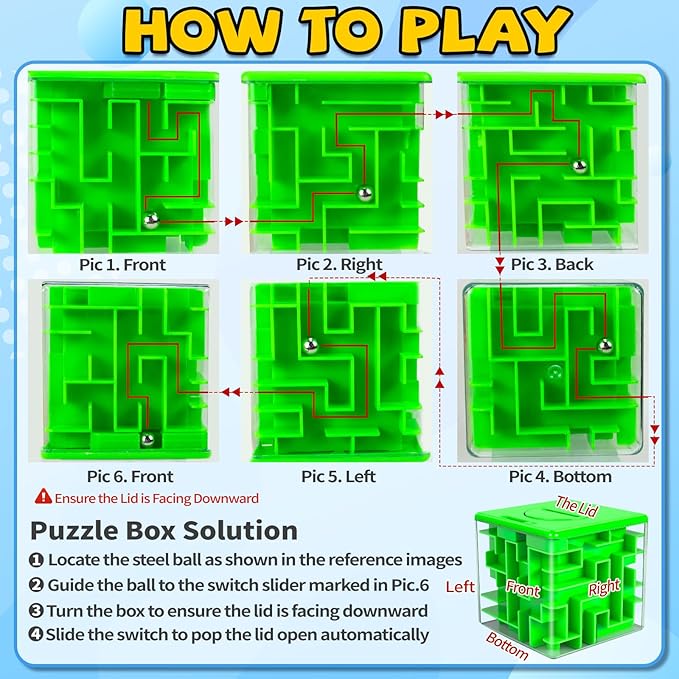 12 Pack Money Maze Puzzle Gift Box, 3D Puzzle Boxes Toy for Cash Gift - Maze Magic Cube Toy Brain Teasers for Kids Adults Birthday Party Favors Easter Basket Fillers