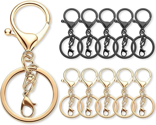 10 Pack a Set Metal Lobster Claw Clasps and Key Rings, Key Chain Accessories, Keychain Making kit for Keys, Art Crafts, Jewelry Making, Light Gold - Gunmetal