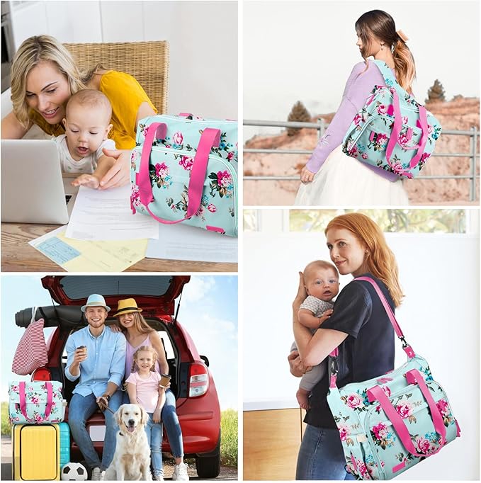 Diaper Bag Backpack, Mommy Travel Diaper Bag Tote with Shoulder Strap, Hospital Bag, Weekender Baby Bag for Mom