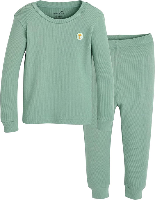 moimoln Pajamas Set 6M-5Y Solid Ribbed Unisex Baby & Toddler, Soft Viscose, Snug-Fit, Everyday Sleepwear