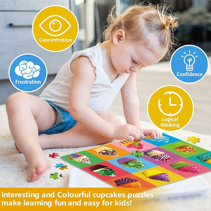 100 Piece Donuts Jigsaw Puzzle for Kids Teens Age 4-8 Gift Family Time (Cupcakes)