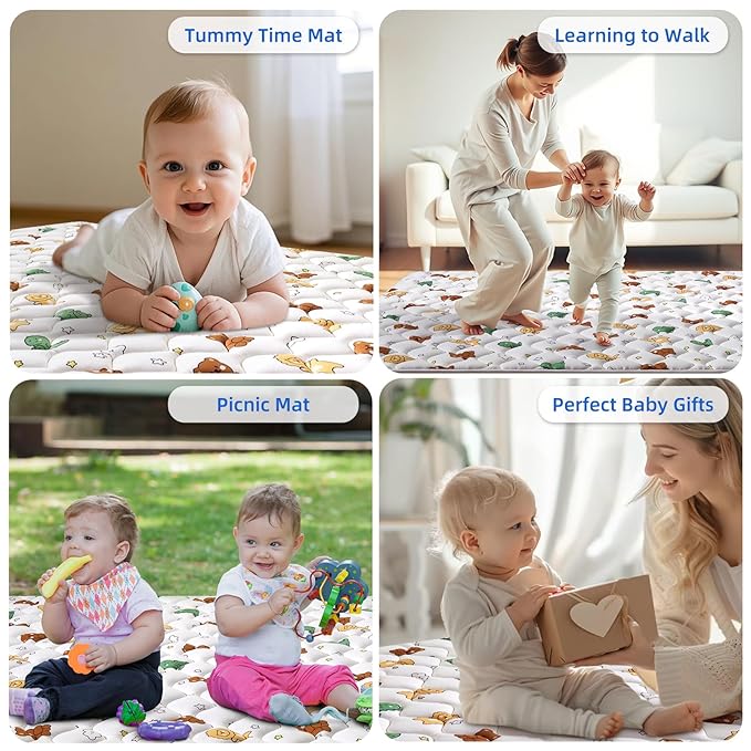 Lilyvibebearhappy Premium Foam Baby Play Mat, 72x48-Inch Baby Crawling Mat, Extra Large Soft Thicker Activity Playmats for Babies, Toddlers, Infants, Play & Tummy Time, Comfortable and Durable