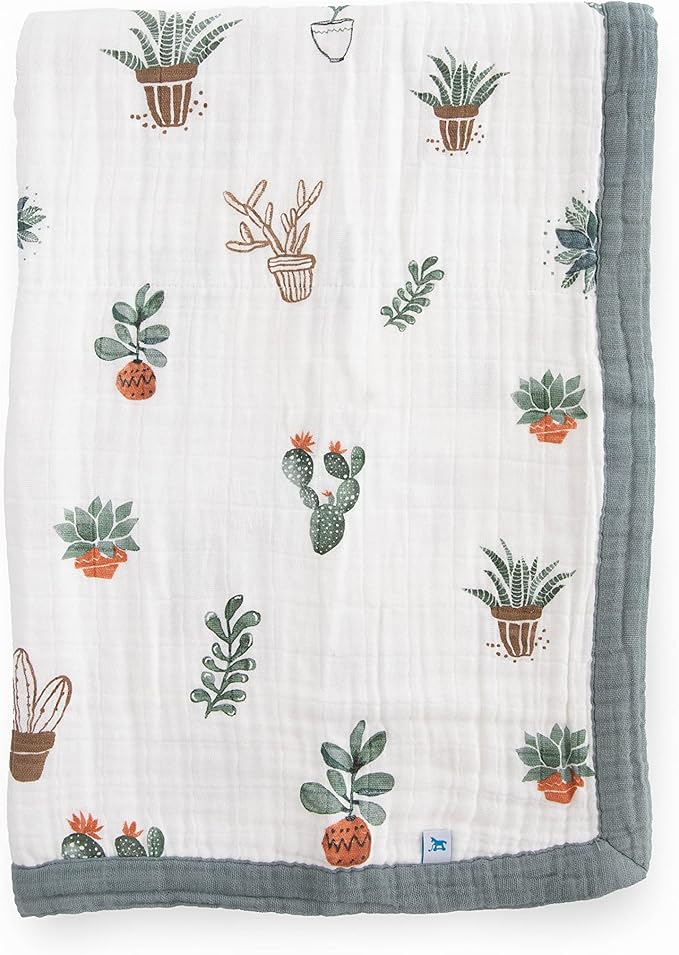 Little Unicorn Newborn Receiving Quilt | Ultra- Soft, Multi-Layered Muslin Fabric | Gift for Newborns & on-The-go (Prickle Pots)