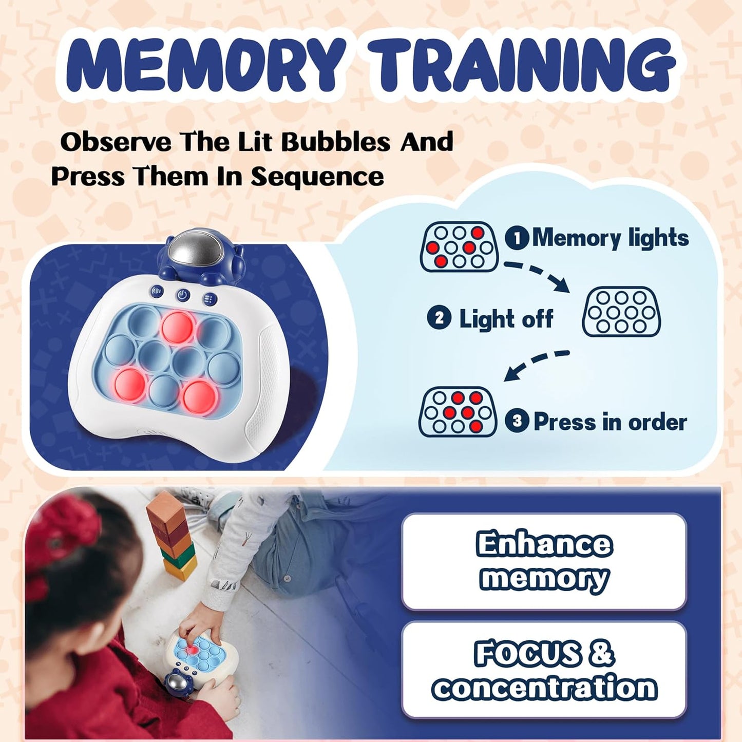 Push Game Console, Handheld Game for Kids 6-8 Years Old, Push Game, Bubble Pressure Glow Game, Autism Sensory Toy, Birthday Gift for Boys, Girls, Teens 8-12 Years Old…