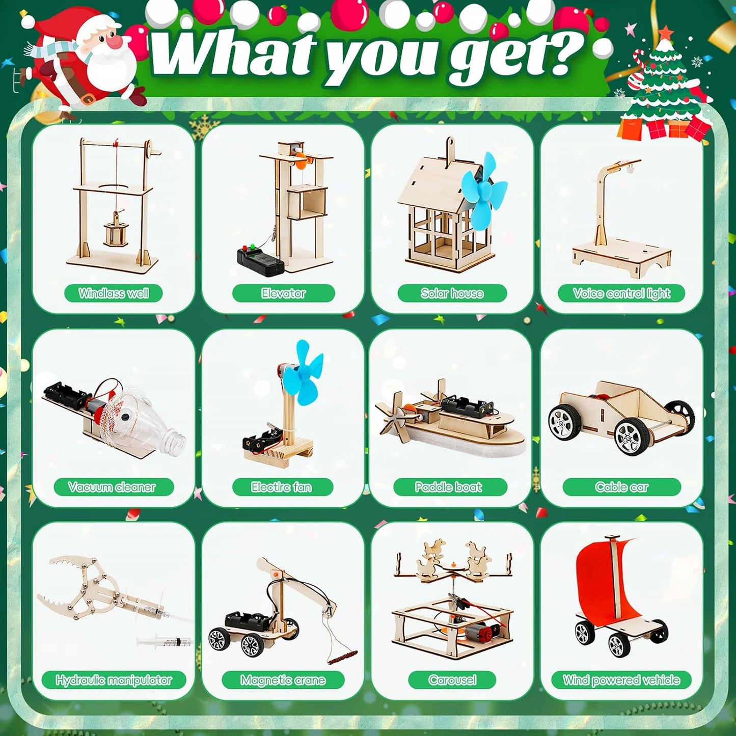 Christmas Advent Calendar 2024 Stem Kits Calendar for Kids Boys- 24 Days Christmas Countdown Educational Projects Crafts Advent Calendar Wooden Puzzles Xmas Surprise Gift for Kids Teens