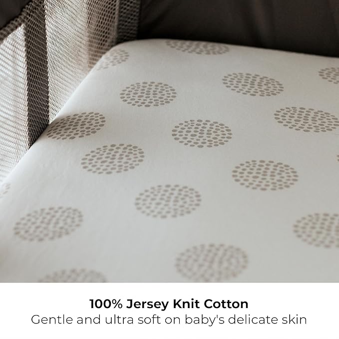 Ely's & Co. Pack N Play,Playard,Portable Crib Sheet 2-Pack Combed Jersey Cotton for Baby Boy or Baby Girl (Grey Dottie)